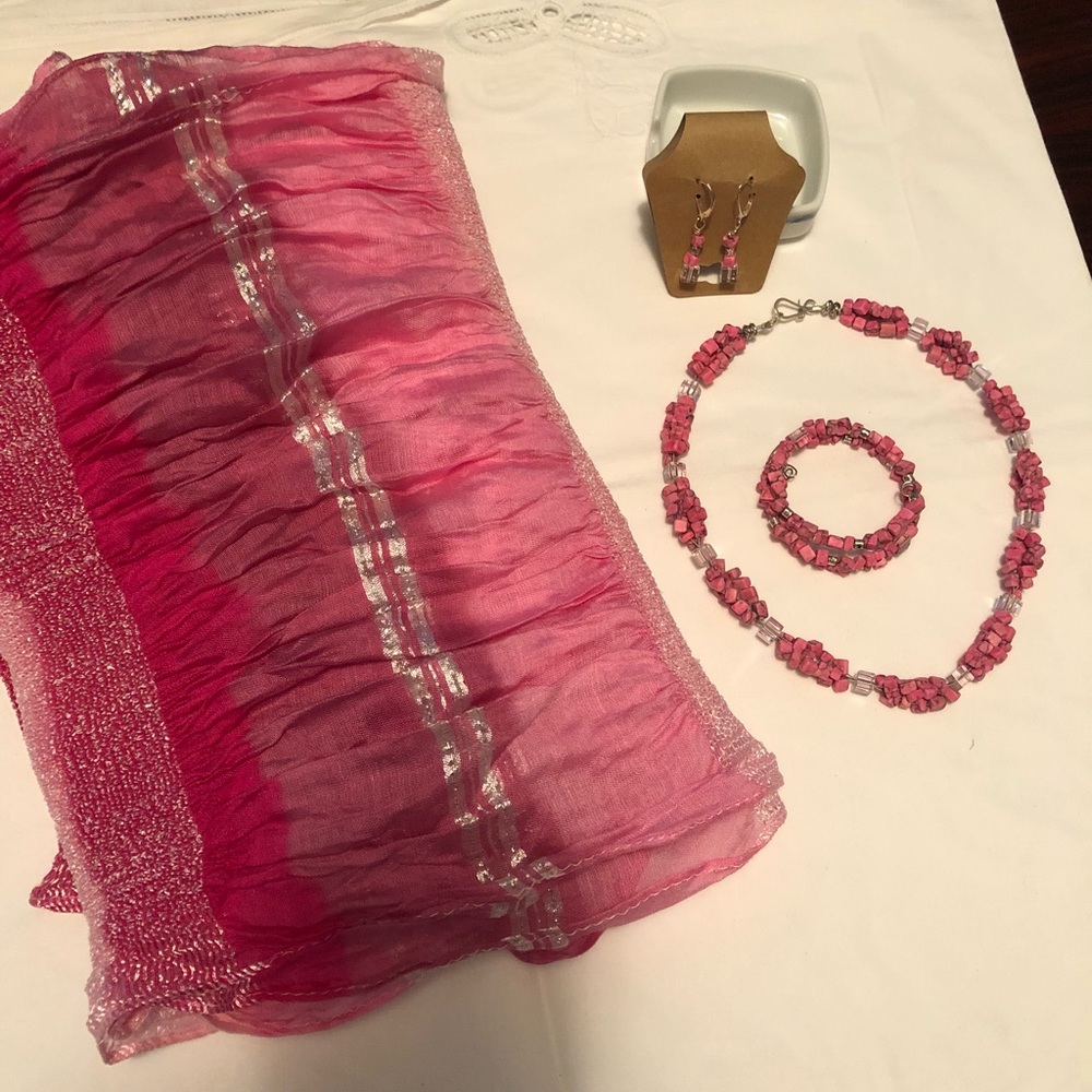 Handmade by me fun jewelry set with scarf.